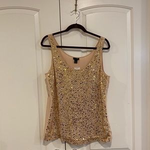 J. Crew Sequin Silk Nude Blush Tank